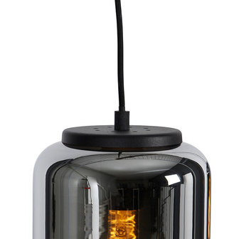 Modern Pendant Lamp Black with Smoked Glass | 3-Light