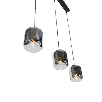 Modern Pendant Lamp Black with Smoked Glass | 3-Light