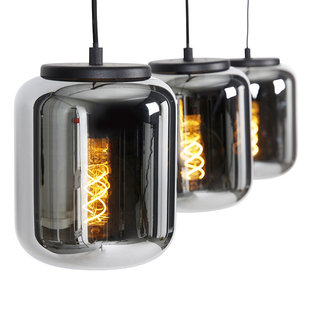 Modern Pendant Lamp Black with Smoked Glass | 3-Light