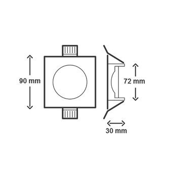 Led inbouw spot armatuur - Zwart vierkant IP65 | Badkamer 90mm