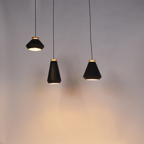 Moderne Hanglamp met 3 Pendels | Zwart met Goud