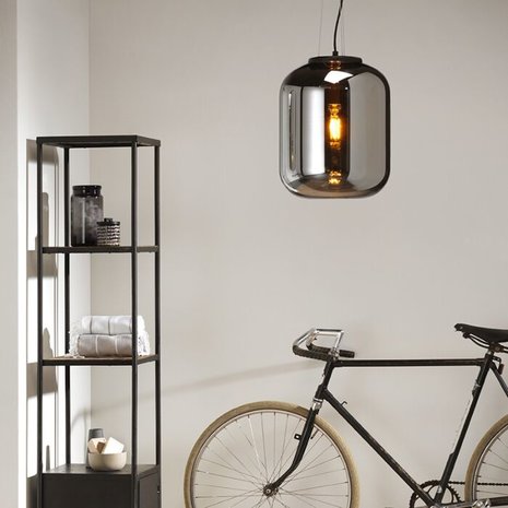 Moderne Hanglamp Zwart met Smoke Glas | 1-Lichts