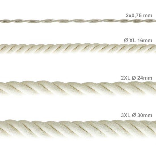 Touwsnoer XL Wit katoen (16mm) | meter