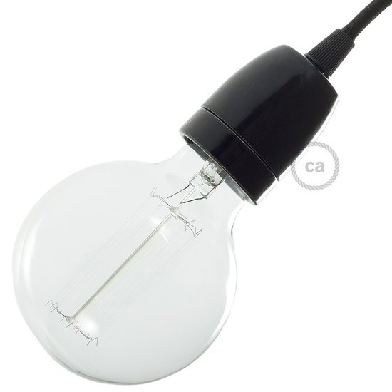 Porcelain Lamp Holder Black | E27