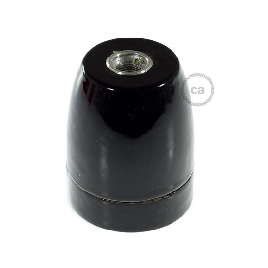 Porcelain Lamp Holder Black | E27