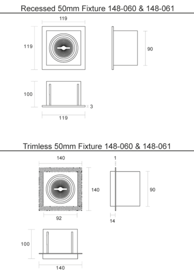 Trimless LED Inbouwspot (Armatuur) Zwart | 1x GU10 / MR16