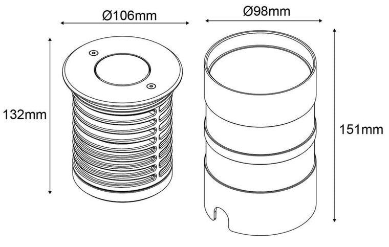 Grondspot 106 mm Richtbaar | 9W 3000K | Dimbaar