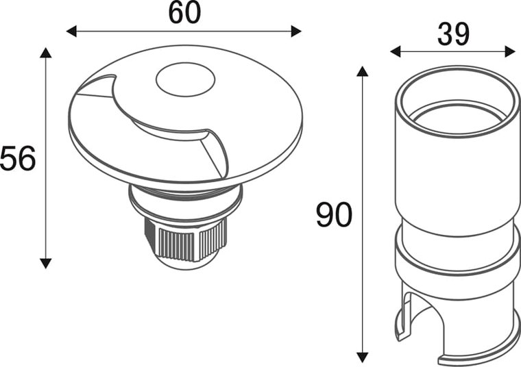 Grondspot Padverlichting Enkelzijdig 60 mm | 2.4W 3000K (24V)