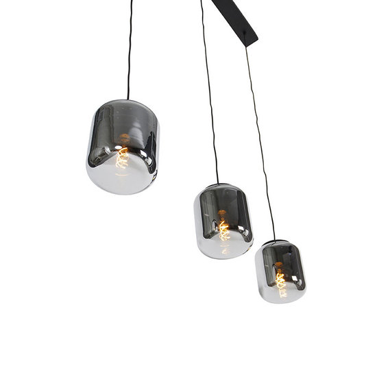 Moderne Hanglamp Zwart met Smoke Glas | 3-Lichts