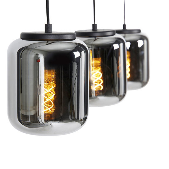 Moderne Hanglamp Zwart met Smoke Glas | 3-Lichts