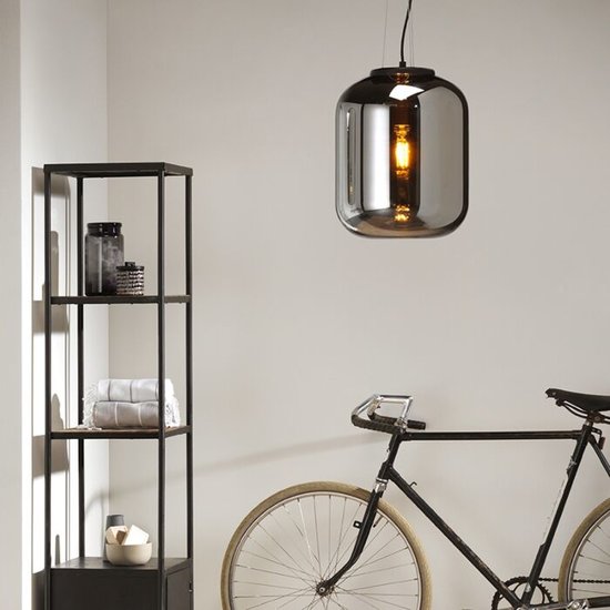 Moderne Hanglamp Zwart met Smoke Glas | Set van 2