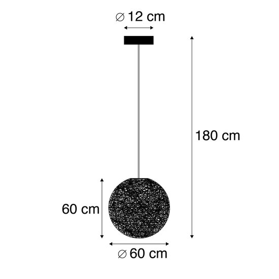 Runde H&auml;ngelampe Schwarz | XL 60 cm