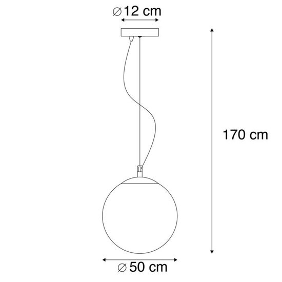 Moderne H&auml;ngelampe Messing mit Rauchglas 50 cm - Ball