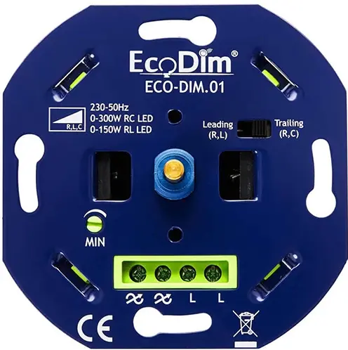 ECODIM LED Dimmer 0-300 Watt | Phase Cut and Edge Cut | Universal