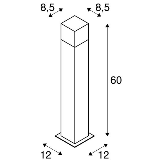 Staande Buitenlamp GRAFIT Vierkant | 60 cm | E27