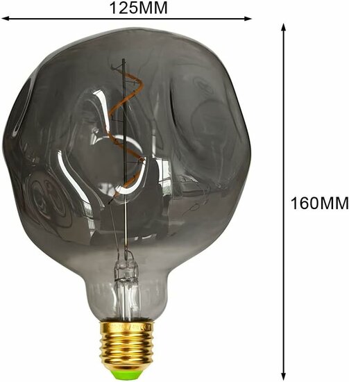 LED Kooldraadlamp Globe Curl Titanium Irregular | G125mm E27 4W | Dimbaar