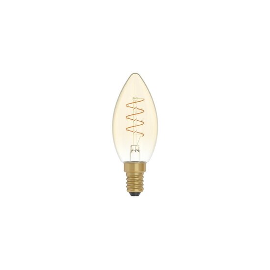 LED Gouden Gloeilamp Carbon Lijn Gebogen Spiraal Filament Kaars C35 2,5W 136Lm E14 1800K Dimbaar - C01