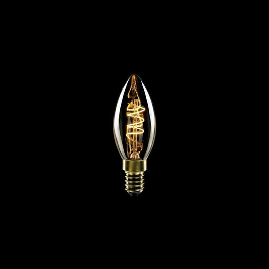 LED Gouden Gloeilamp Carbon Lijn Gebogen Spiraal Filament Kaars C35 2,5W 136Lm E14 1800K Dimbaar - C01 donker