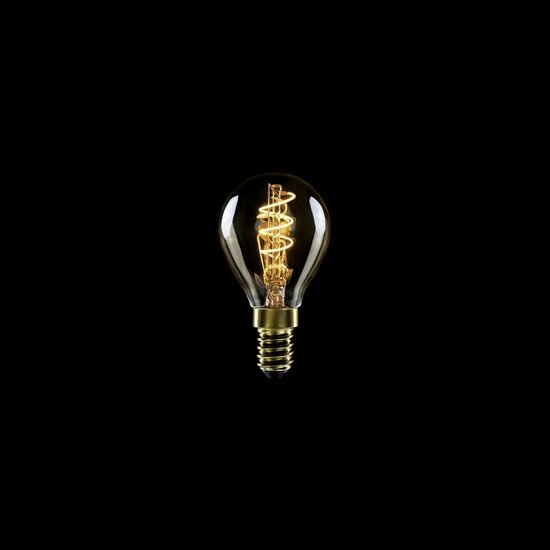 LED Gouden Gloeilamp Carbon Lijn Gebogen Spiraal Filament Mini Globe G45 2,2W 136Lm E14 1800K Dimbaar - C02