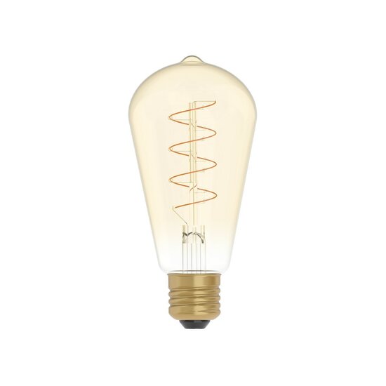 LED Gouden Gloeilamp Carbon Lijn Gebogen Spiraal Filament Edison ST64 4W 250Lm E27 1800K Dimbaar - C04