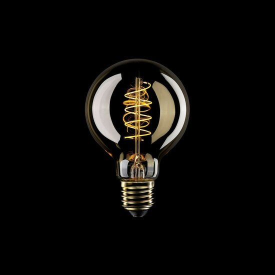 LED Gouden Gloeilamp Carbon Lijn Gebogen Spiraal Filament Globe G80 4W 250Lm E27 1800K Dimbaar - C05 donker