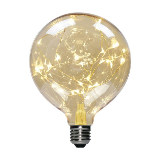 LED Globe G125 Gloeilamp - Duizend Lichten Goud 2W E27 2000K aan