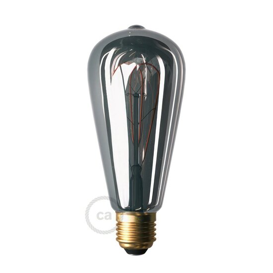 LED Smoky Gloeilamp - Edison ST64 Gebogen Dubbele Lussen Filament - 5W E27 Dimbaar 1800K