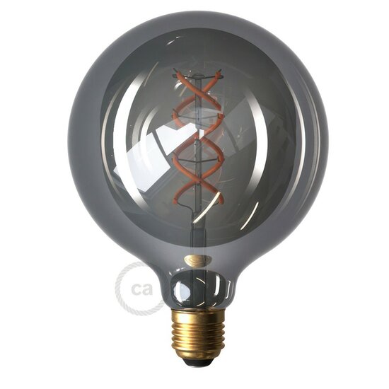 LED Smoky Gloeilamp - Globe G125 Gebogen Spiraal Filament - 5W E27 Dimbaar 2000K