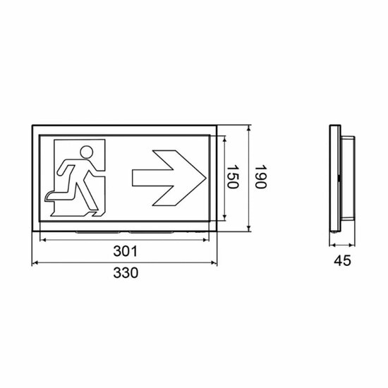 LED Nooduitgangsbord Wandmontage Wit met Auto-Test en Pictogrammen