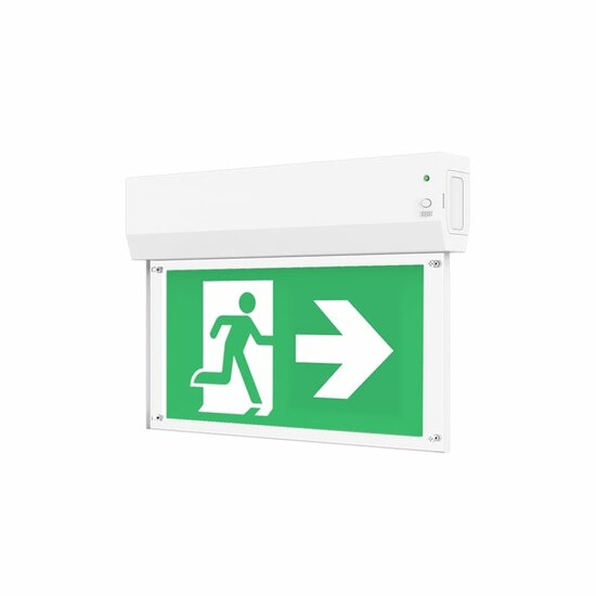 LED Nooduitgangsbord Opbouw Wit met Auto-Test en Pictogram