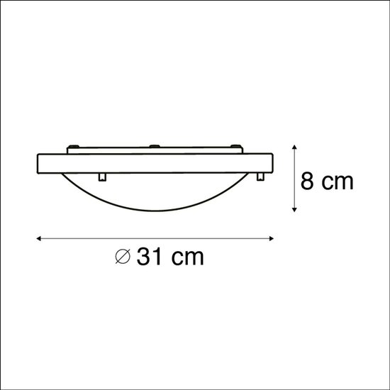 Moderne Plafonni&egrave;re Zwart 31 cm &ndash; Geschikt voor Badkamers (IP44)