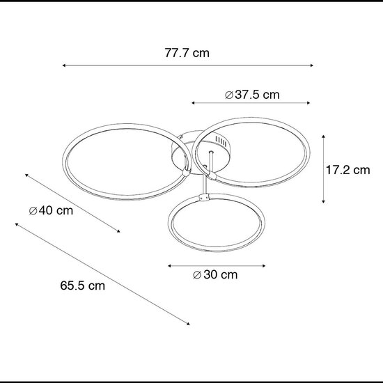 maten moderne plafondlamp