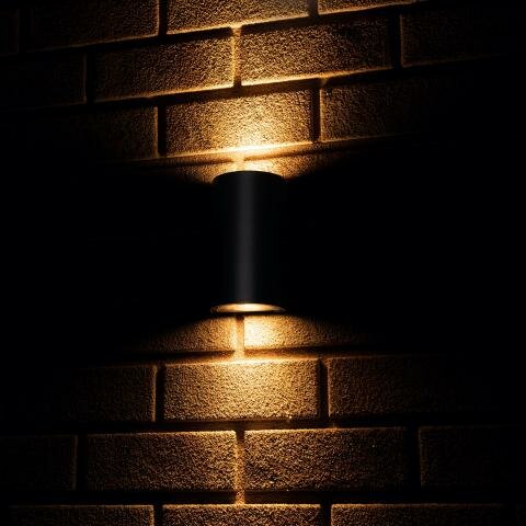 Modern outdoor wall light without light source 2xGU10 black