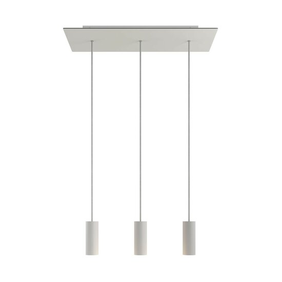 Pendant lamp with 3 pendants and metal shade Dibond Matte White