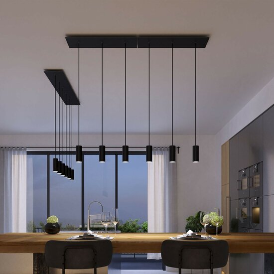 Pendant lamp with 3 pendants and metal shade Matte Black Dibond