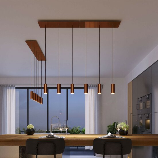 Pendant lamp with 3 pendants and metal shade Satin Copper Dibond