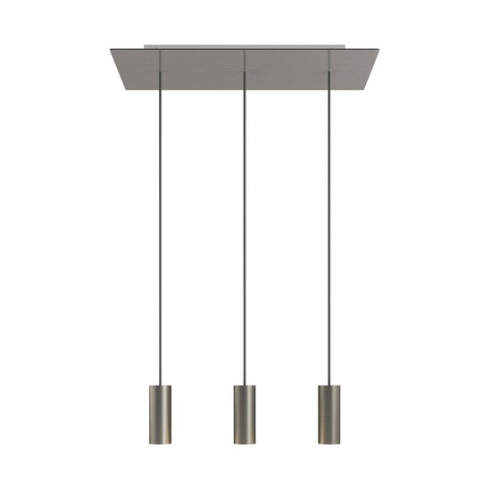 Hanglamp met 3 pendels en metalen kap Satijnstaal Dibond