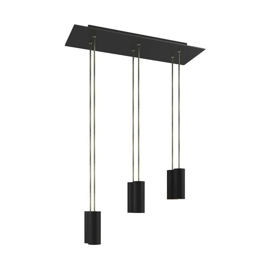 Hanglamp met 6 pendels en metalen kap Mat Zwart Dibond