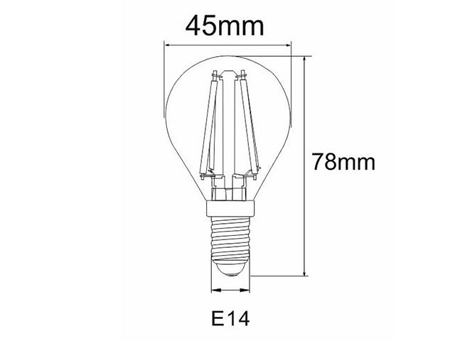 LED Filament kleine bol E14 4W 2700K Helder (G45)