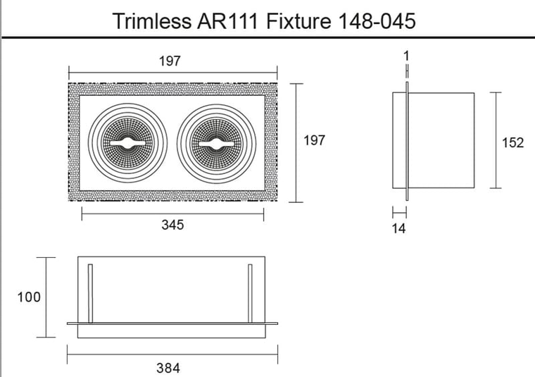 Led inbouw spot armatuur - 2x AR111 zwart | Trimless