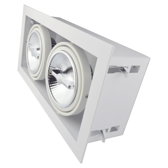 Led inbouw spot armatuur - 2x AR111 Wit | Opdekrand