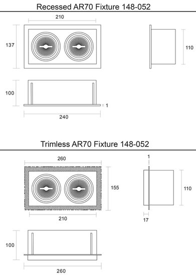 Led inbouw spot armatuur - 2x AR70 Wit| Opdekrand