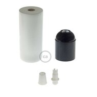 Wooden E27 Socket Holder Kit | White | for XL Iron Cord | (16mm)