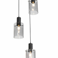 Moderne Hanglamp met 3 Pendels | Smokey/Zwart Glas