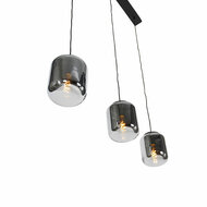 Moderne Hanglamp Zwart met Smoke Glas | 3-Lichts