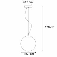 Moderne H&auml;ngelampe Messing mit Rauchglas 50 cm - Ball