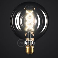 LED Smoky Gloeilamp - Globe G125 Gebogen Spiraal Filament - 5W E27 Dimbaar 2000K donker