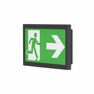 LED Nooduitgangsbord Wandmontage Zwart met Auto-Test en Pictogrammen