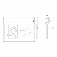 LED Nooduitgangsbord Opbouw Wit met Auto-Test en Pictogram afmeting