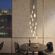 Pendant lamp with 15 pendants and bulbs brass &ndash; Made in Italy